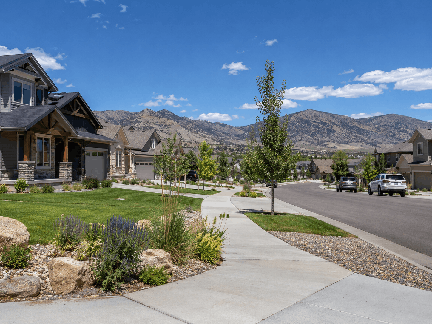 Suburban neighborhood with mountain views representing a customizable service area